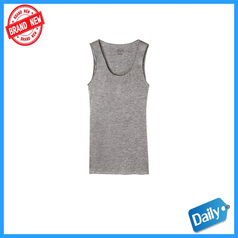 Sheer Modal Cashmere Tank Top Wide Shoulder Scoop Neck Layering
